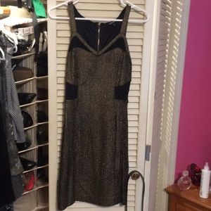 Gold and black form fitting dress
